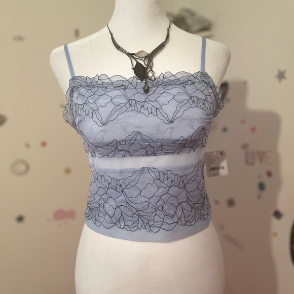 FREE PEOPLE ꔹ Double Date Embroidered Mesh Crop Camisole - Picture 10 of 16